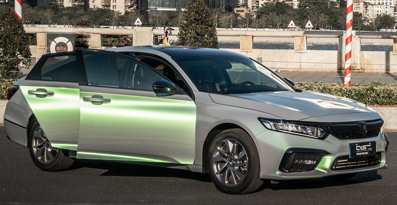 Color Shifting Grey to Green Metallic CWS Color Paint Protection Film High Gloss on carwrapsupplier.com