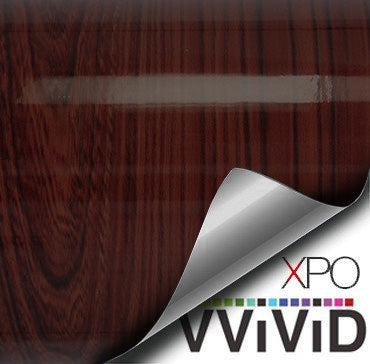 gloss dark cedar architectural wood grain vinyl wrap