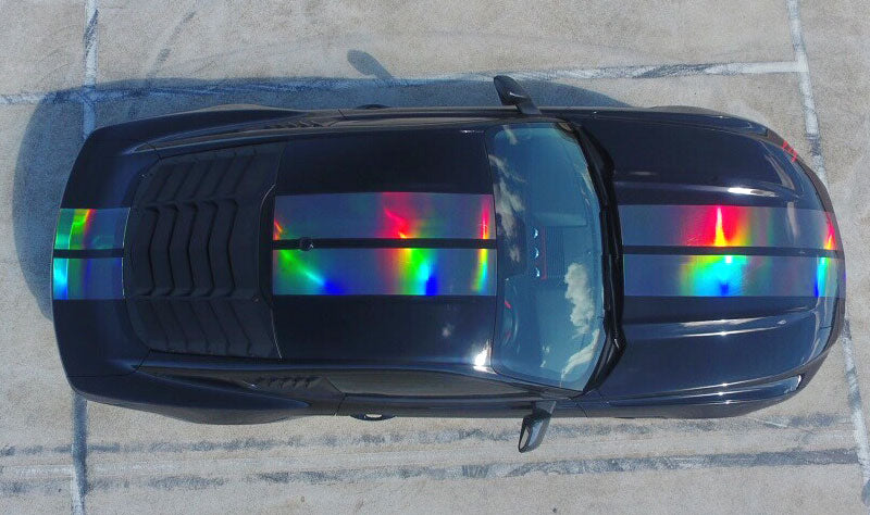 Glossy Holographic Silver Chrome Vinyl Wrap Film Bubble Free Air