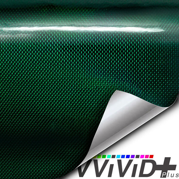 VVIVID+ Holographic Gloss Weave Green vinyl wrap